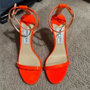 JIMMY CHOO NEON ORANGE HEELS